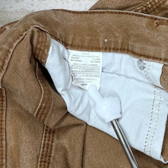 Vintage Dickies Carpenter Pants Camel Tan Canvas Baggy Dungarees Work Wear 90s - Picture 4 of 4